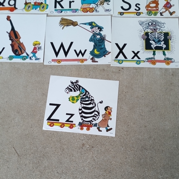 Vintage Alphabet Cards A to Z Teaching Classroom Teach Teacher Education ABC'S - Picture 5 of 8